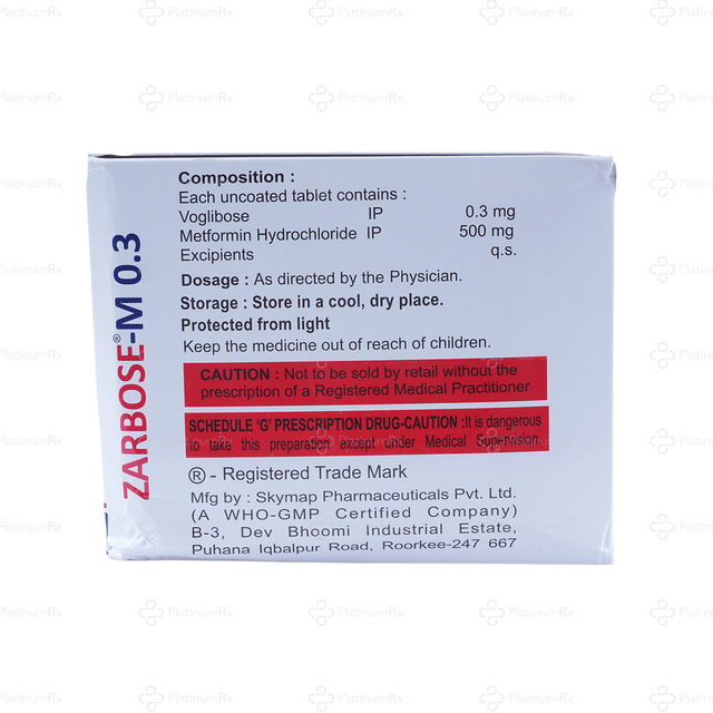 Zarbose M 500/0.3mg Tablet 10s