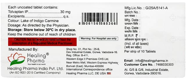 Tolvaheal 30mg Tablet 10s