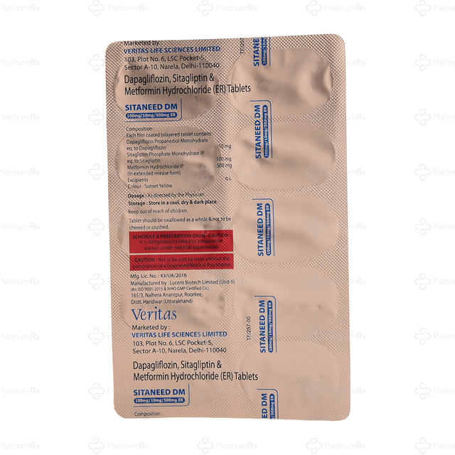 Sitaneed DM ER 10/500/100mg Tablet 10s
