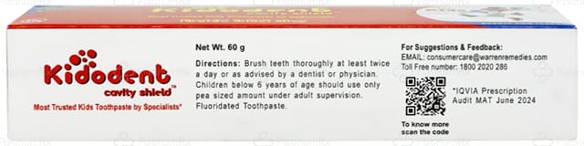 Kidodent Cavity Shield Bubble Gum Flavour Toothpaste 60gm