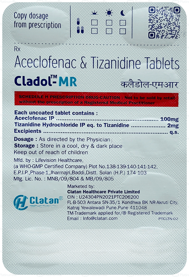 Cladol MR 100/2mg Tablet 10s