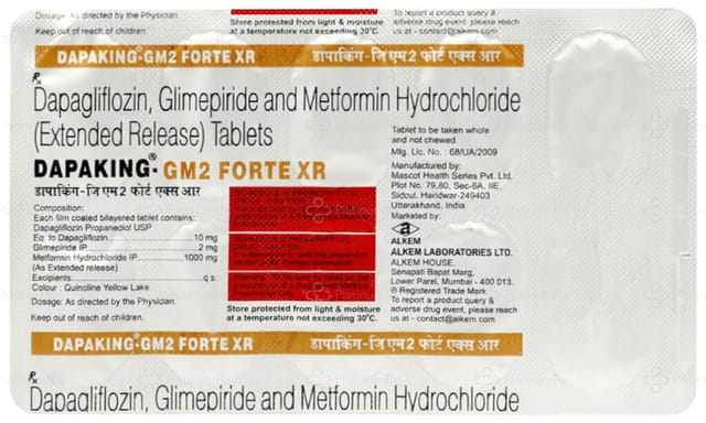 Dapaking GM 2/1000/10mg Forte XR Tablet 10s