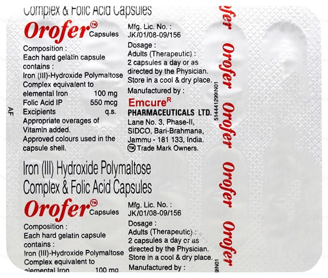 Orofer 550mcg/100mg Capsule 10s
