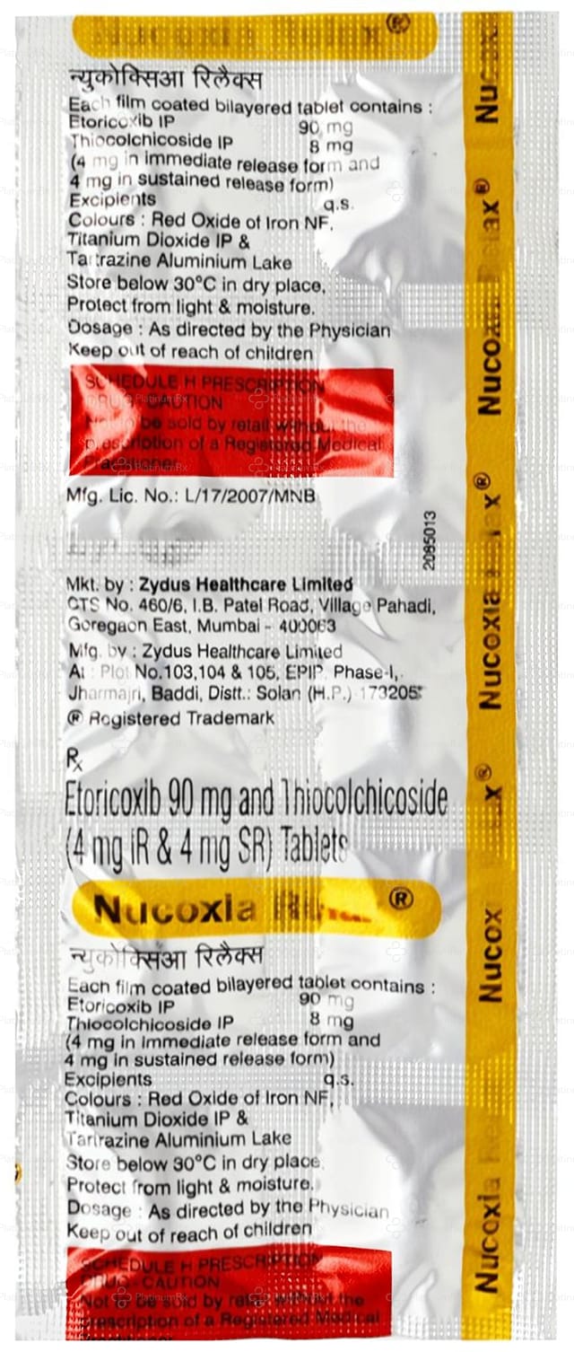 Nucoxia Relax 90/8mg Tablet 10s