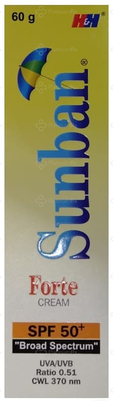 Sunban Forte Cream Broad Spectrum SPF 50+ for UVA/UVB Protection 60gm