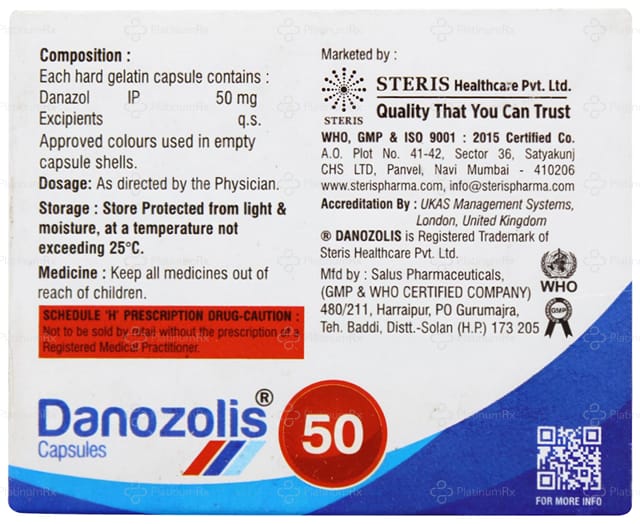 Danozolis 50mg Capsule 10s