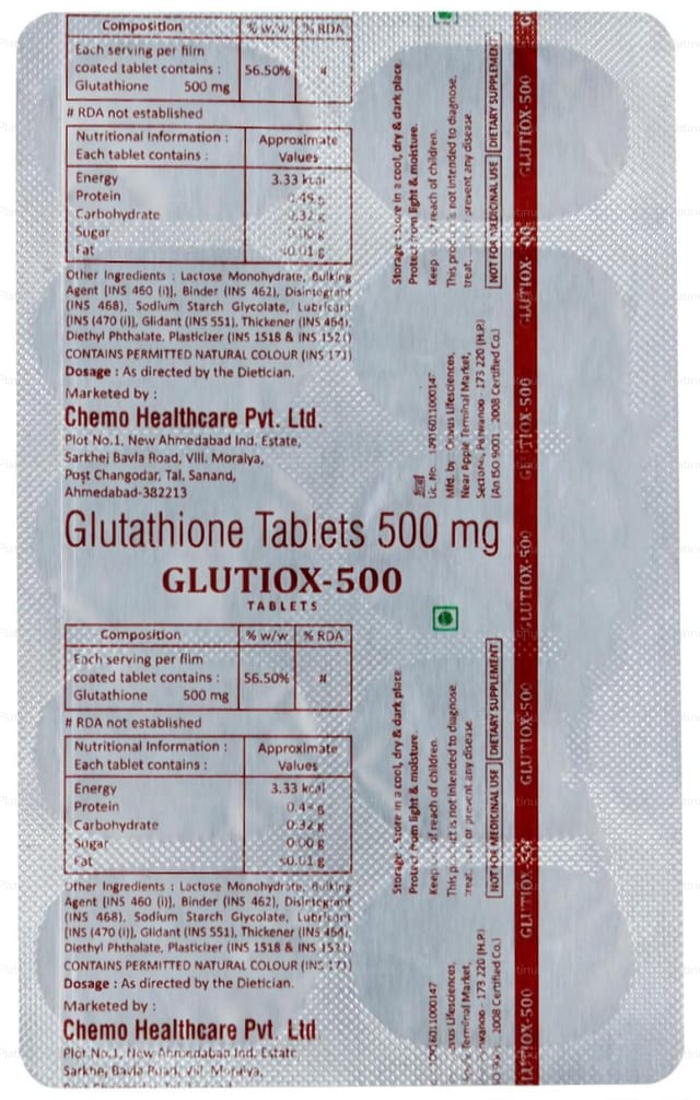 Glutiox 500mg Tablet 10s