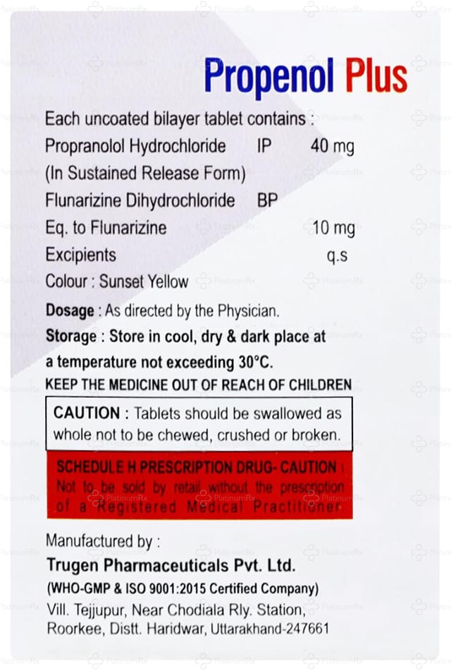 Propenol Plus 10/40mg Tablet SR 20s