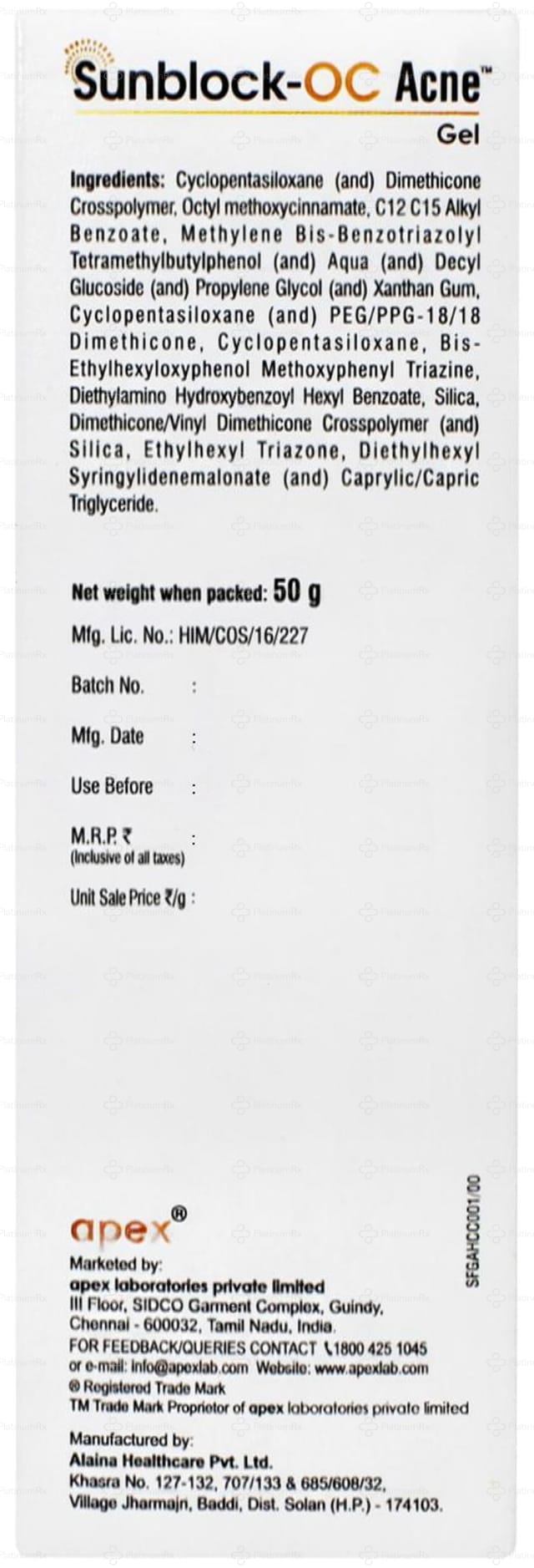 Sunblock OC Acne SPF 55+ PA+++ Matte Gel 50gm