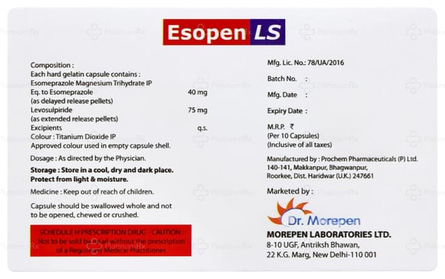 Esopen LS 75/40mg Capsule ER 10s