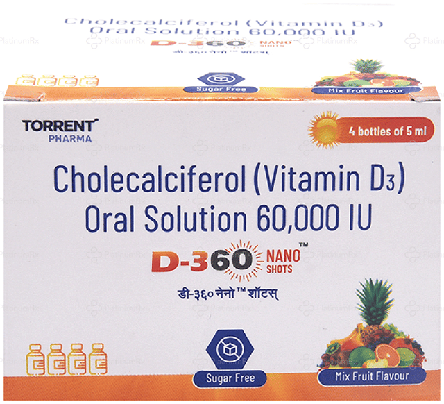D 360 NanoShot 60000IU MixFruit Sugar Free Oral Solution 5ml