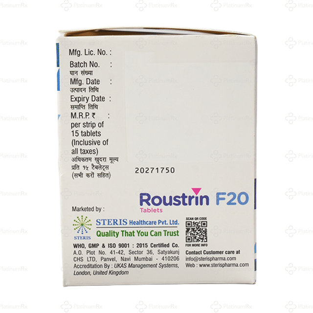 Roustrin F 20/145mg Tablet 15s