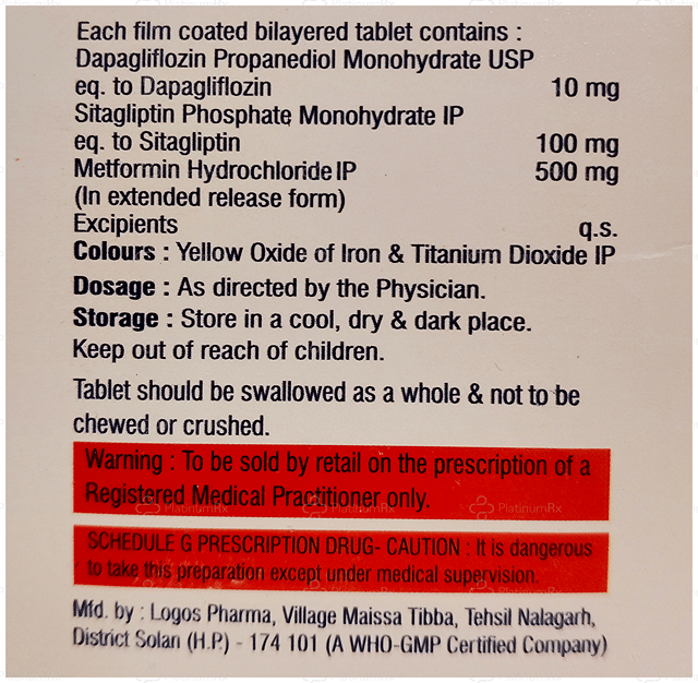 Sitagliptor DM 10/500/100mg Tablet ER 10s