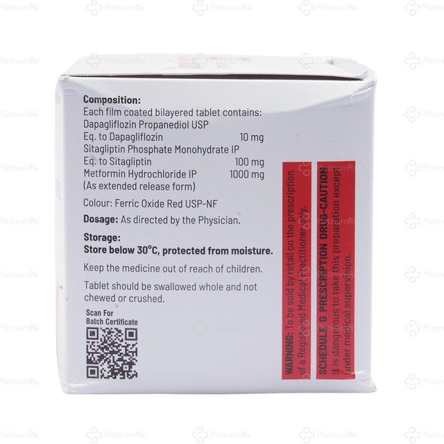 Dapasmart Trio Forte 10/1000/100mg Tablet ER 10s