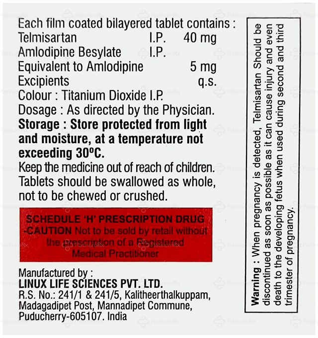 Erontel AM 5/40mg Tablet 10s
