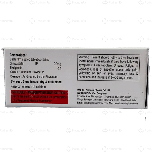 Simvastat 20mg Tablet 10s