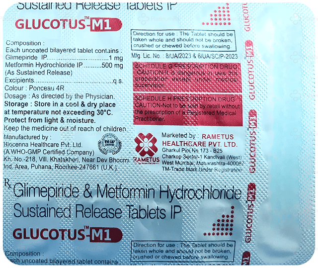 Glucotus M 1/500mg Tablet SR 15s
