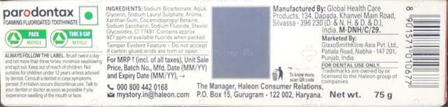Parodontax Advanced Active Gum Care Daily Fluoride Toothpaste 75gm