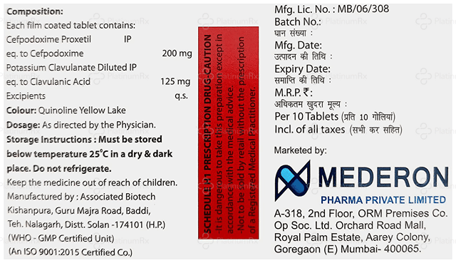 Eronpod CV 200/125mg Tablet 10s