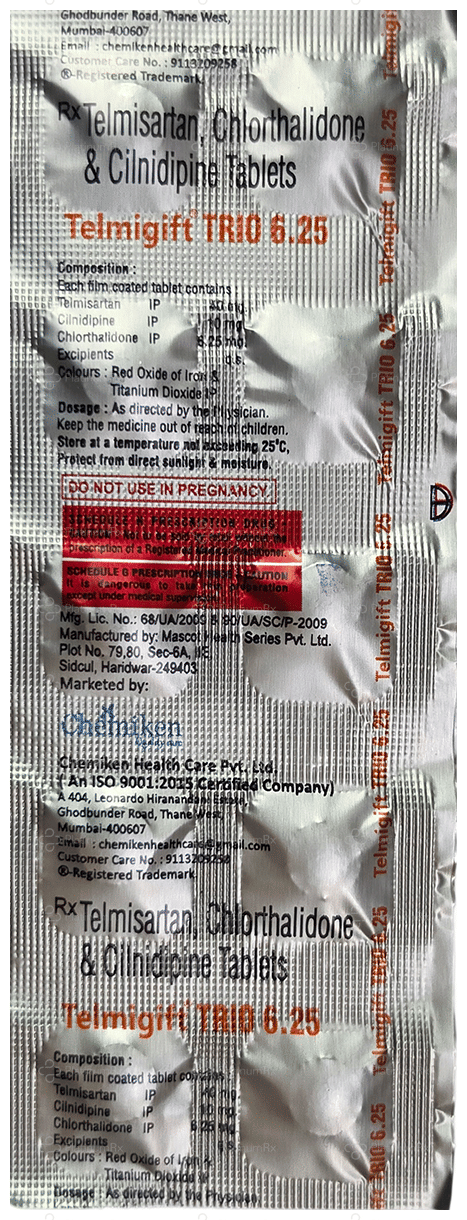 Telmigift Trio 6.25/10/40mg Tablet 10s