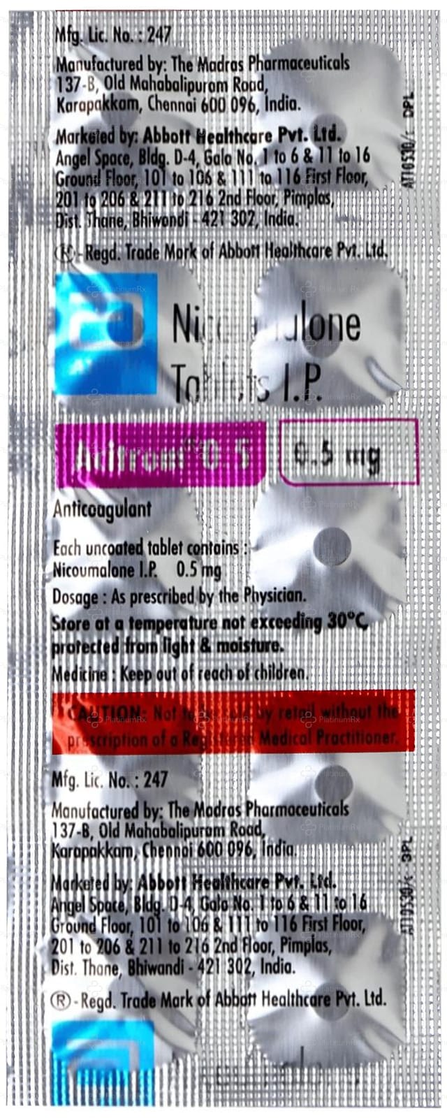 Acitrom 0.5mg Tablet 10s