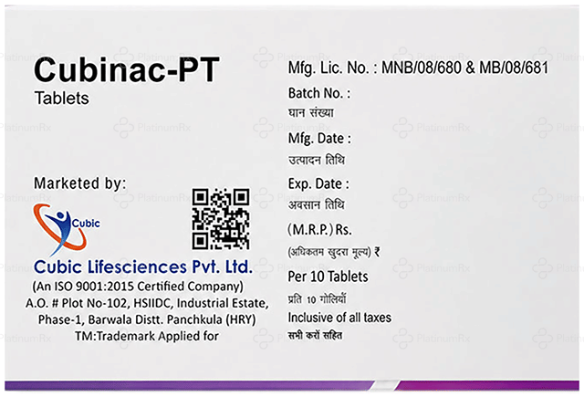 Cubinac PT 100/325/4mg Tablet 10s
