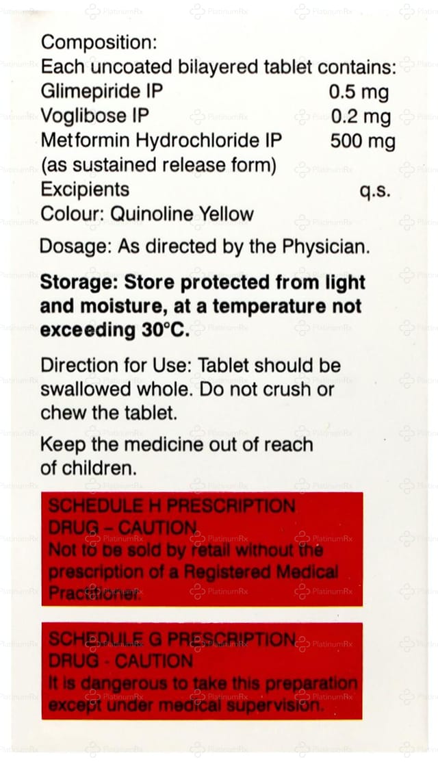 Gluconorm VG 0.5/500/0.2mg Tablet 10s