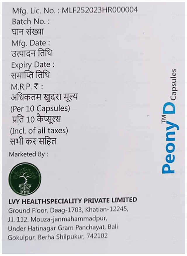 Peony D 30/40mg Capsule PR 10s