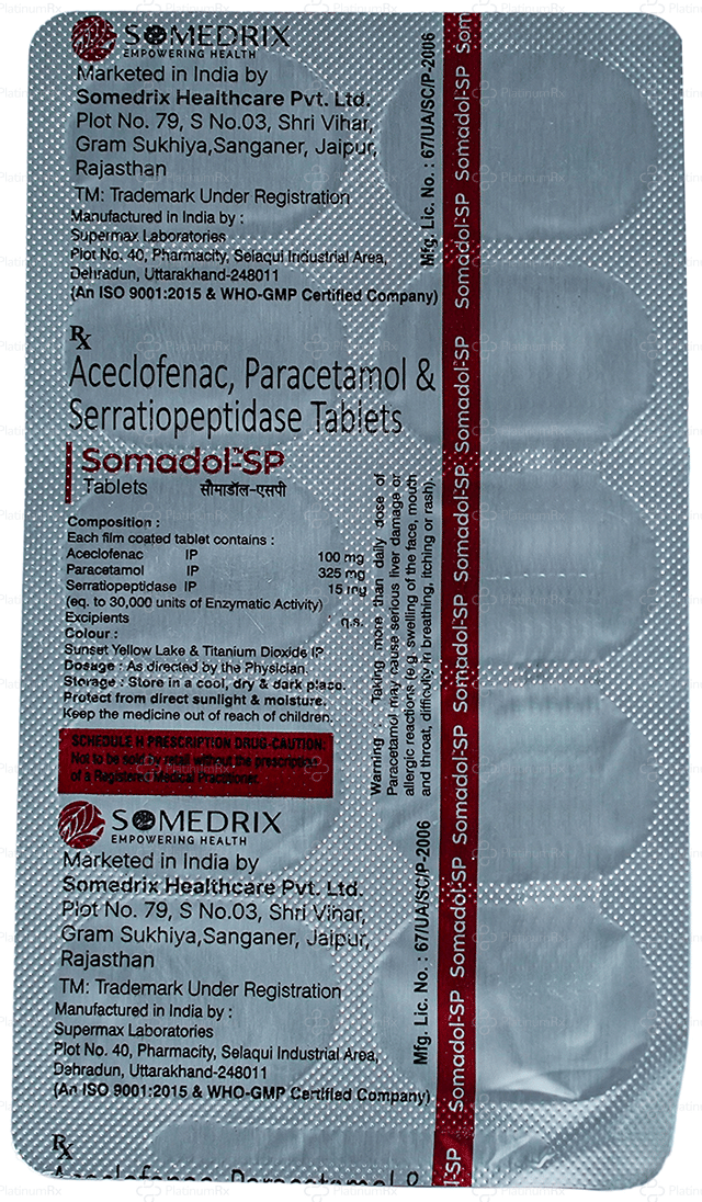 Somadol SP 100/325/15mg Tablet 10s
