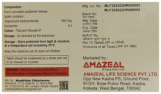 Tolzina 450mg Tablet SR 10s