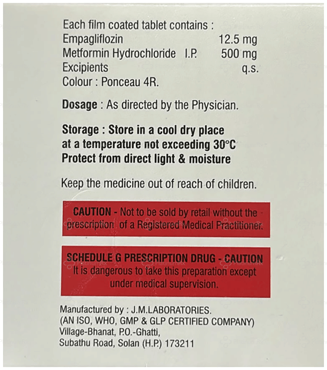 EmpaVega M 12.5/500mg Tablet 10s