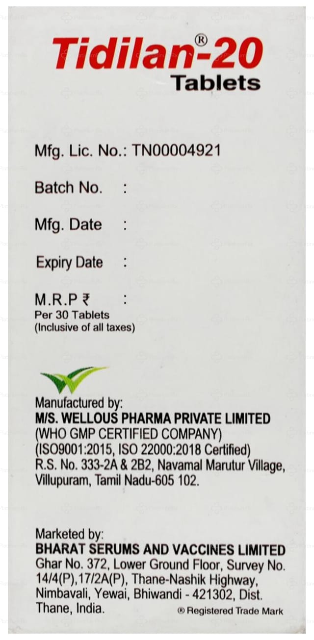 Tidilan 20mg Tablet 30s