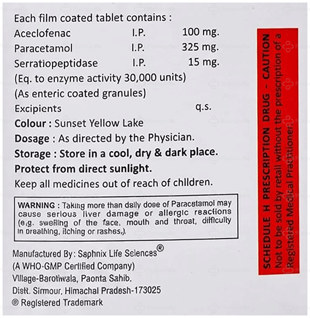 Actab SP 100/325/15mg Tablet 10s