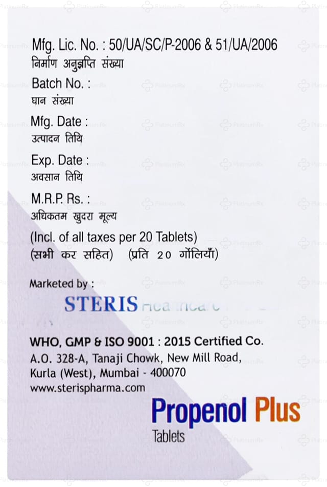 Propenol Plus 10/40mg Tablet SR 20s