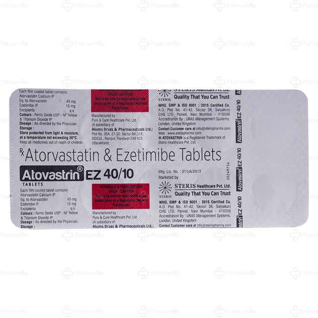 Atovastrin Ez 40/10mg Tablet 10s