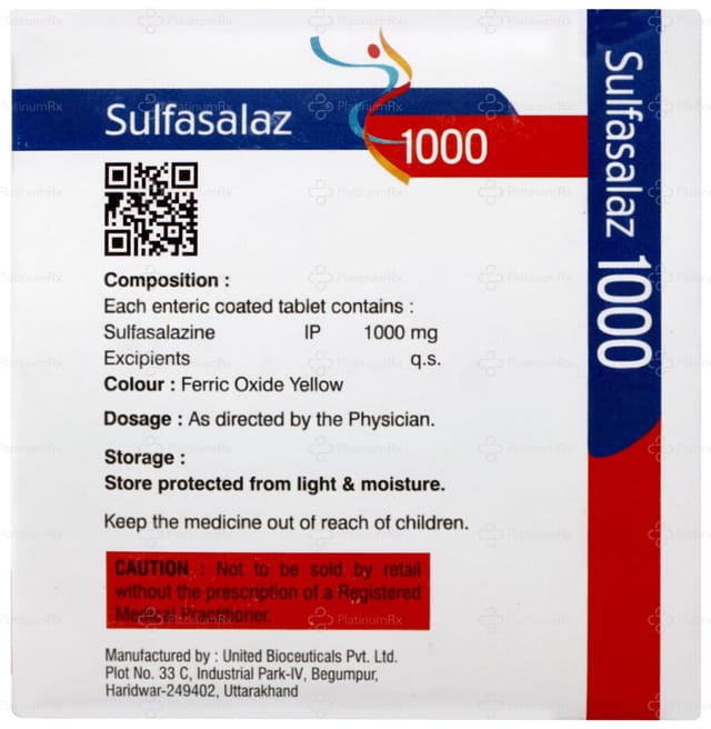 Sulfasalaz 1000mg Tablet 15s