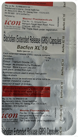 Bacfen XL 10mg Capsule ER 10s