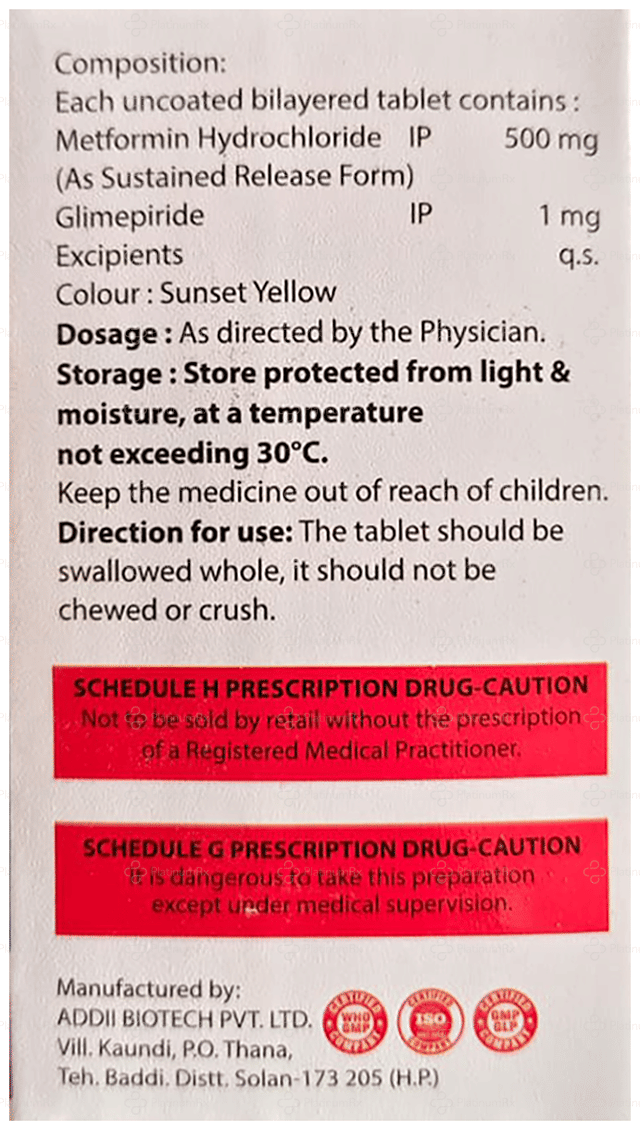 Metview G 1/500mg Tablet SR 10s