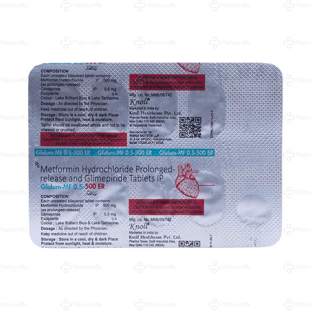 Glidum MF 0.5/500mg Tablet ER 10s