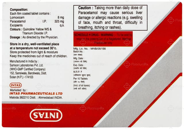 Loxitas P 8/325mg Tablet 10s