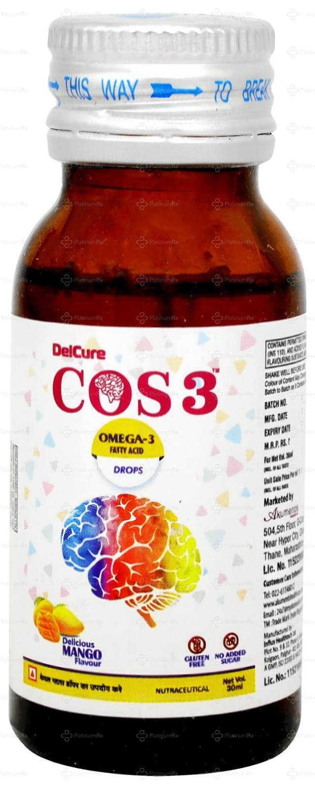 Cos3 Gluten & Sugar Free Delicious Mango Flavour Drop 30ml