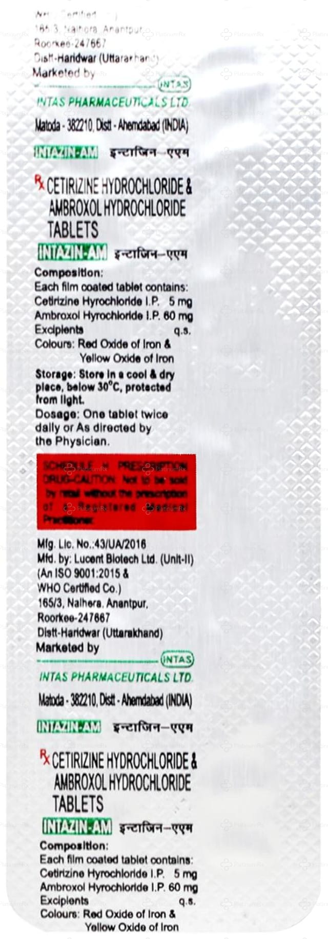 Intazin AM 5/60mg Tablet 10s