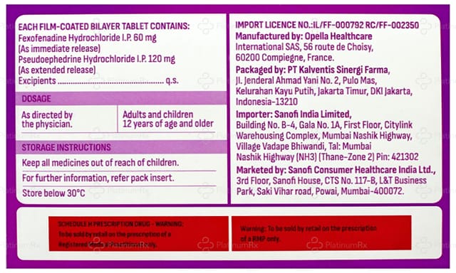 Allegra D 60/120mg Tablet 10s