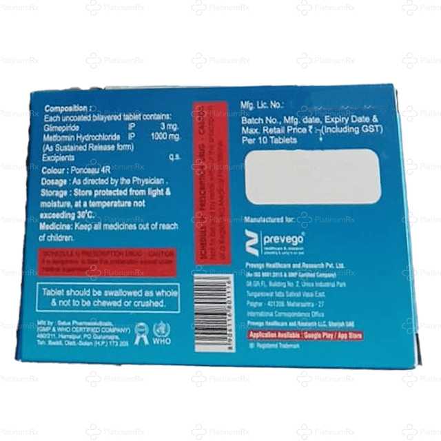 Glimecheck MF 3/1000mg Tablet 10s