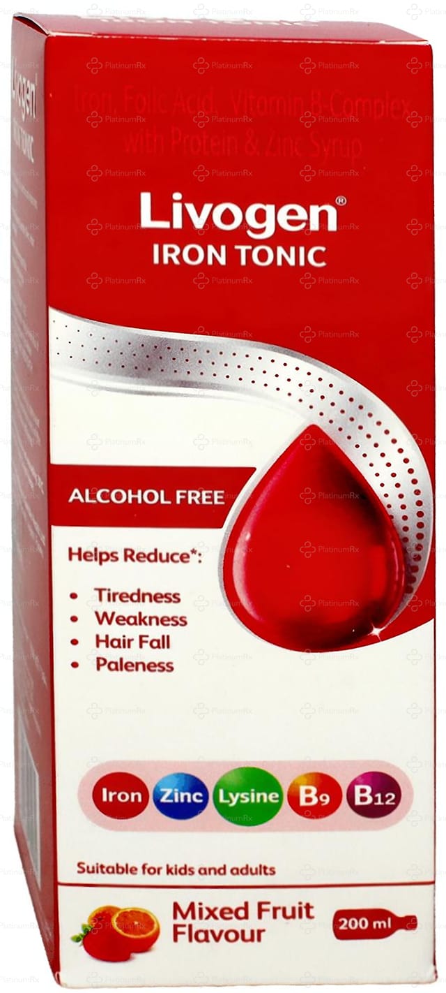 Livogen Iron Tonic Mixed Fruit Flavour Syrup 200ml