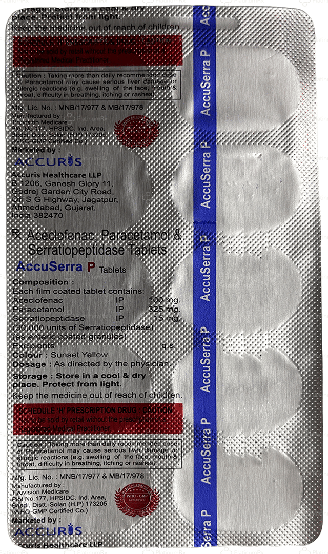 AccuSerra P 100/325/15mg Tablet 10s