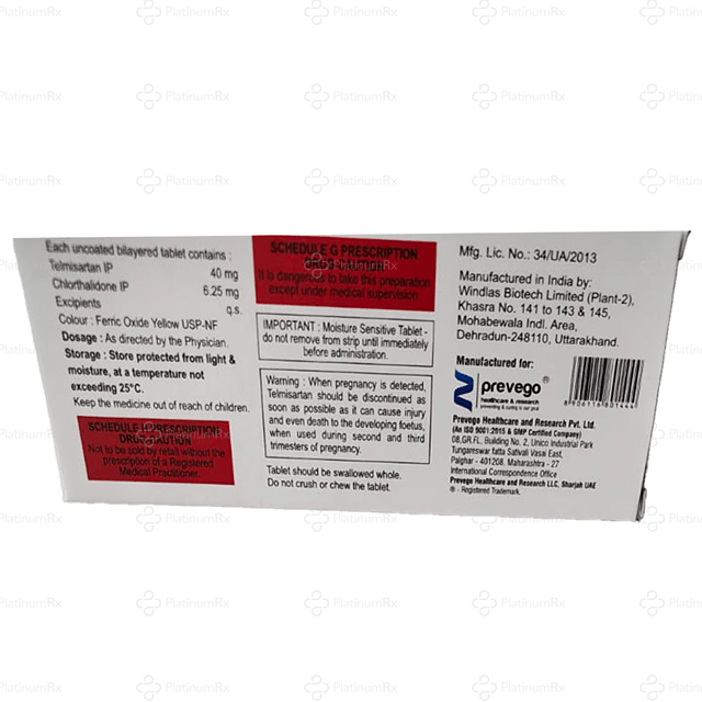 Telmavac CT 40/6.25mg Tablet 10s