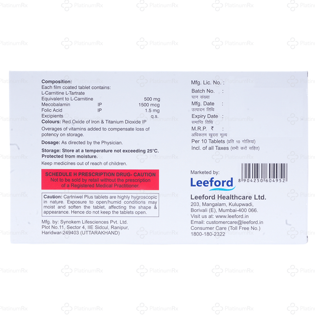 Cartniwel Plus 500/1500/1.5mg Tablet 10s