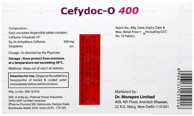 Cefydoc O 400mg Tablet 10s