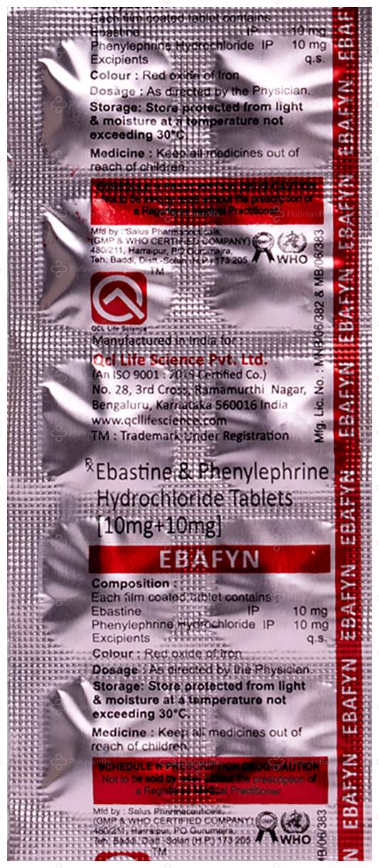 Ebafyn 10/10mg Tablet 10s
